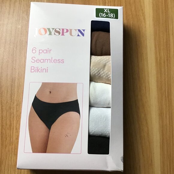 Joyspun Women's Seamless Bikini Panties, 6-Pack, Size XL - Picture 1 of 5